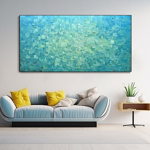 Ölgemälde handgefertigt 3D stark strukturiertes Ölgemälde handgefertigt abstrakte große Kunst blaues Wasser Reflexion Gemälde handgemalt Galerie Kunst Gemälde auf Leinwand Wandgemälde für Wohnzimmer Image