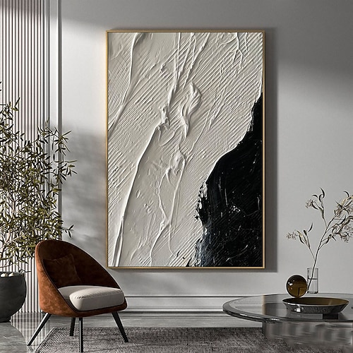 großes handgemachtes abstraktes Textur-Ölgemälde, handgemalte Wandkunst, Textur-Ölgemälde, Wandkunst, schwarz-weißes abstraktes Damengemälde, moderne Wandkunst, schwarz-weißes Gemälde, Wandkunst Image