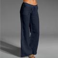 Per donna Taglie Forti Pantaloni in cotone e lino Vita Alta Tinta unica Coulisse Gamba larga Comodo Traspirante Asciugatura Rapida Micro-elastico Nero Bianco Blu marino scuro Blu Estate Primavera