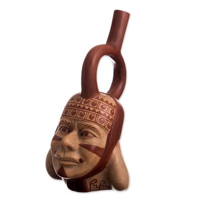 Eternal Moche,'Peru Archaeology Ceramic Moche Portrait Replica Vessel'