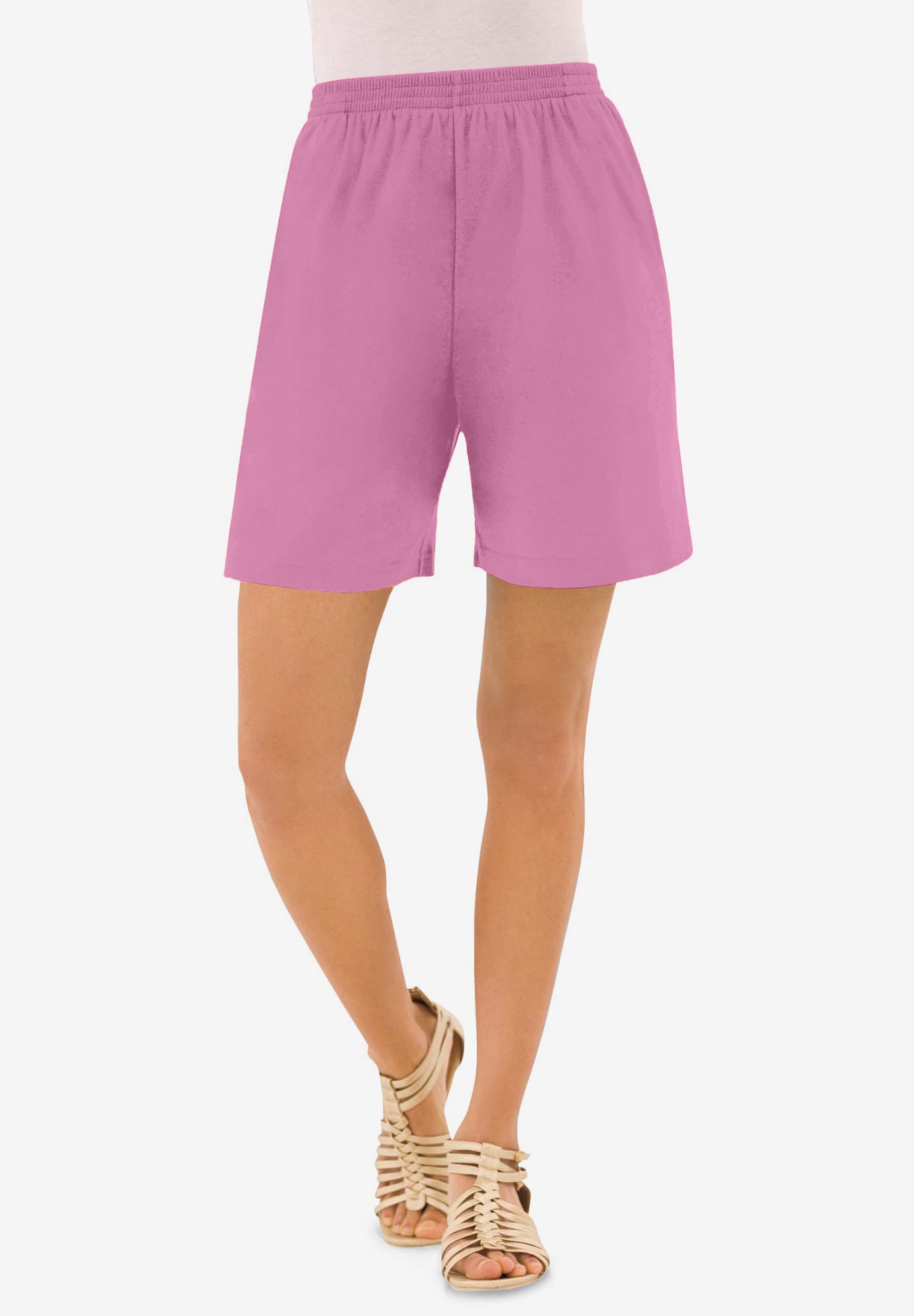 Plus Size Women's Plus Size Soft Knit Pull-On Short by Roaman's in Mauve Orchid (Size 6X)