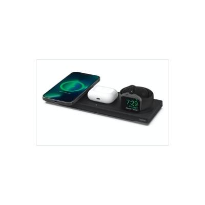 BELKIN Smartphone-Ladegerät "Belkin drahtloses 3-in-1 MagSafe Ladepad", schwarz, B:10,4cm H:2,6cm T:12,5cm, Ladegeräte, 