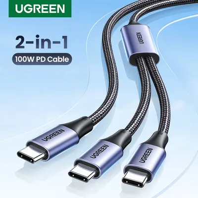 UGREEN 100W 2 In 1 USB C to USB C PD Fast Charging for iPhone 15 Pro Galaxy S24 Laptop 5A USB Type C