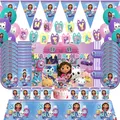 Gabby Dollhouse Cats Girl Birthday Decoration Balloon stoviglie usa e getta Cup Plate Kids Gabby