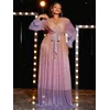 Toleen Frauen plus Größe Maxi kleider Traum ball Kleid Party elegante lila A-Linie Bankett Toast Kleid plissiert Vestidos de Novia