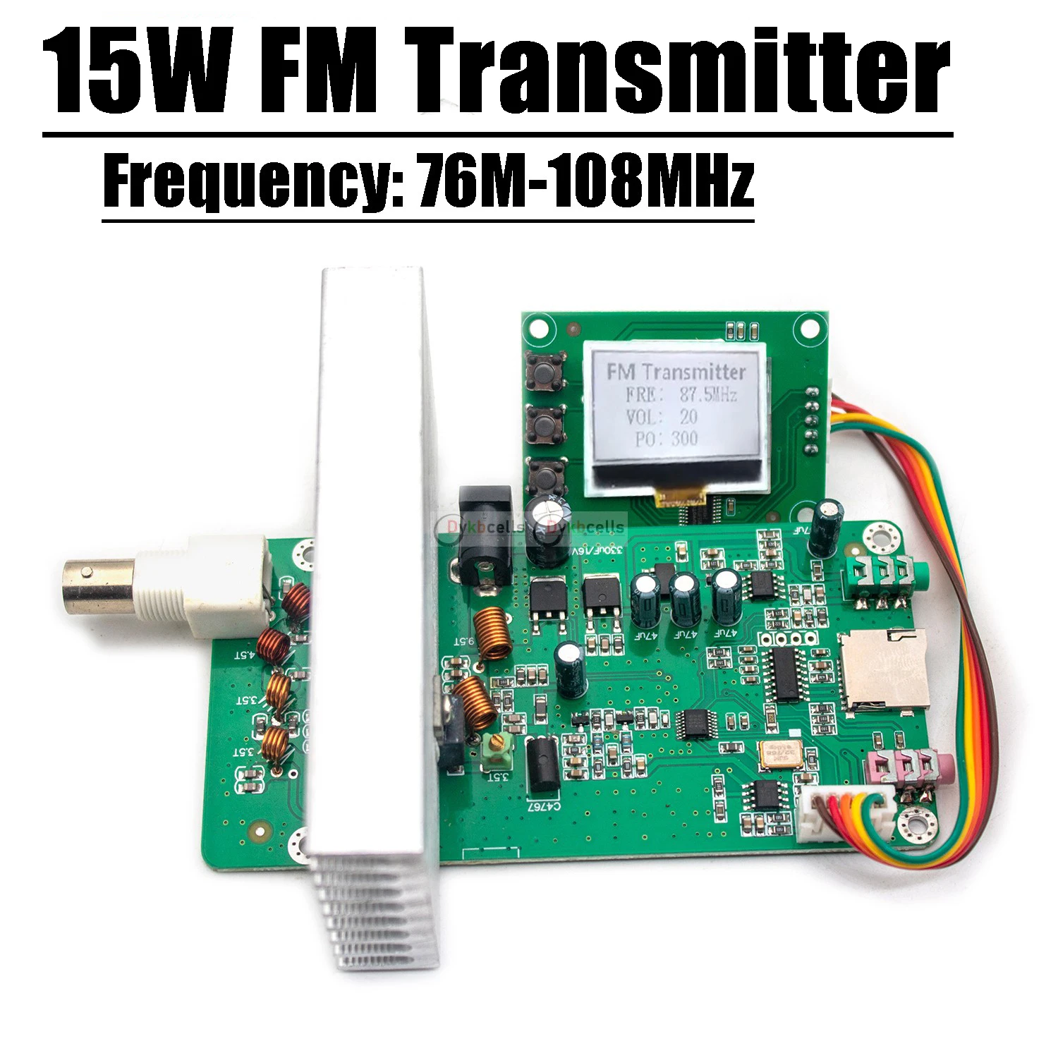 15 W FM-Transmitter PLL Stereo-Audio FM-Übertragung 76 m-108 MHz Frequenz Digitales LCD-Display Radiosenderempfänger HAM-Verstärker Image