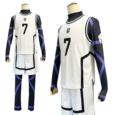 HOLOUN Blue Lock Anime Cosplay Kostüm Perücke NAGI Bachira Isagi Barou Weiß Fußballtrainingsuniform Image