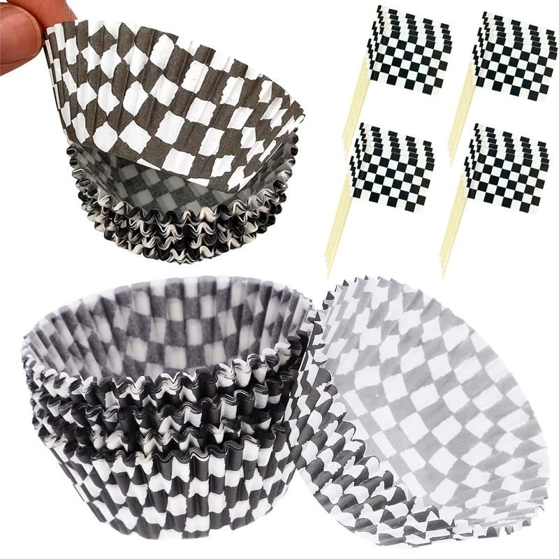 Racing Auto Thema Party Dekoration Karierte Pappbecher Kuchen Topper Für Rennen Thema Party Decor Auto Thema Geburtstag Party Supplies