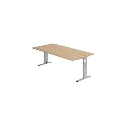 Hammerbacher-Schreibtisch C-Fuß 200x100cm Eiche/Silber-VOS2E/E/S Image