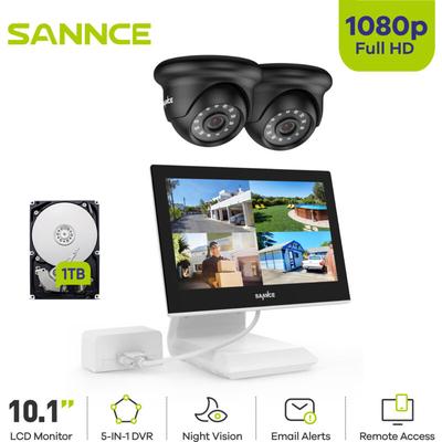 Sannce - 4-Kanal-HD-DVR-Überwachungskamerasystem mit 1080P-Kameras, 10,1-Zoll-LCD-Monitor für