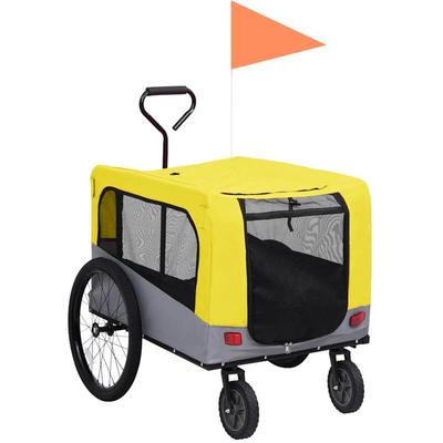 2-in-1 Fahrradanhänger für Hunde und Buggy Gelb und Grau Vidaxl Image
