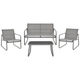 Lounge Set Grau aus Metall 4-Sitzer Gartentisch Gartensofa 2 Gartensessel Gartenmöbel Loungemöbel Outdoor