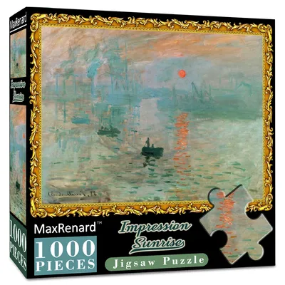 MaxRenard Jigsaw Puzzle 1000 Pieces for Adult Monet Sunrise Impression Environmentally Friendly