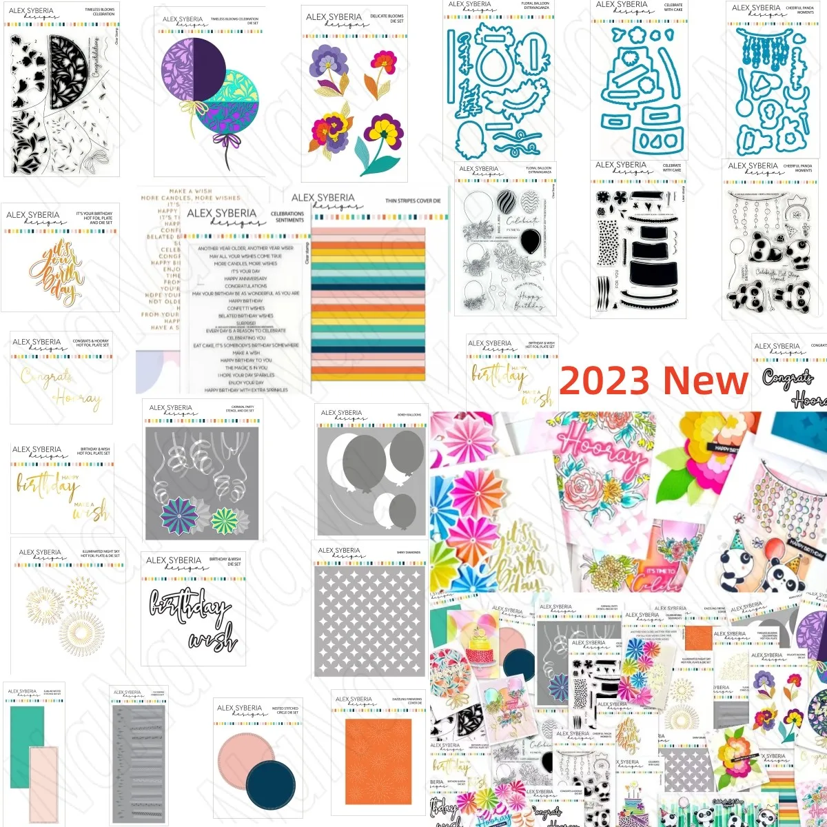 Celebrate Birthday Balloon Collection Metal Cutting Dies Clear Stamps Stencil Hot Foil Card Scrapbook Embossed Paper Album Diy