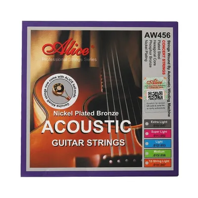 Alice AW456 Nickel Plating Phosphor Bronze Acoustic Guitar Strings Set Extra Super Light Medium