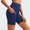 Damen Jogginghosen Fitnessshorts Yogahose Tasche mit handytasche Leicht Hohe Taille Yoga Fitness Fitnesstraining Shorts Mode Schwarz / Weiß Schwarz Burgund Herbst Sport Sportkleidung Mikroelastisch