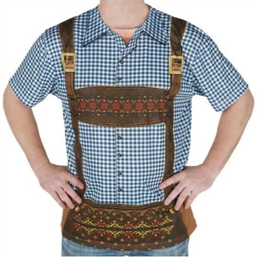 T-Shirt Lederhosen 3D Bayerisch Streetstyle T-Shirt Ärmel Grafik für Herren Erwachsene 3D-Druck für Karneval Oktoberfestbier Party Alltagstauglich Image