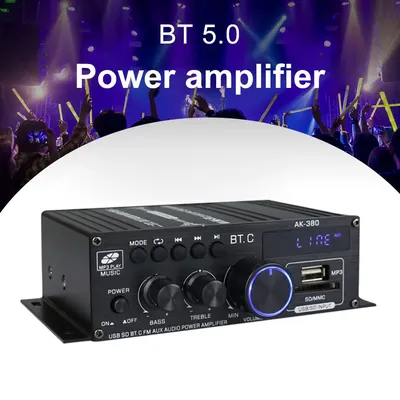 AK380 800W 12V Home Car Hifi Power Amplifier Stereo Bass Audio Amp Speaker 2 Channel BT 5.0 Sound