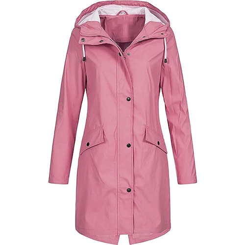 Oversized Damen Kapuzenjacke Wanderjacke Windjacke Reißverschluss Hoodie Outdoor winddicht Ultraleicht UV-Schutz Schnelltrocknend Oberbekleidung Mantel Parka Camping Jagd Angeln Pink Blau Gelb Grün Image