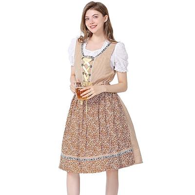Karneval Oktoberfestbier Kostüm Kleid Dirndl Trachtenkleider Oktoberfest / Bier Bayerisch Bayerisch Traditionelles Kostümkleid Wiesn Damen Stoff im traditionellen Stil Blusen Kleid Schürze Image