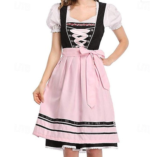 Oktoberfest Kleid Dirndl Trachtenkleider Oktoberfest / Bier Bayerisch Bayerisch Traditionelles Kostümkleid Wiesn Damen Stoff im traditionellen Stil Bluse Kleid Schürze Image