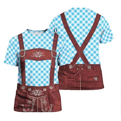Oktoberfestbier Bayerisch T-Shirt-Ärmel Lederhosen 3D Grafik Für Herren Erwachsene Karneval Oktoberfestbier 3D-Druck Party Casual Image