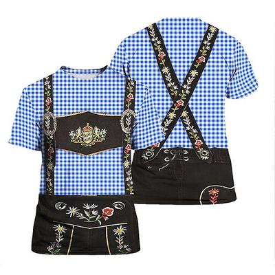 Oktoberfestbier Bayerisch T-Shirt-Ärmel Lederhosen 3D Grafik Für Herren Erwachsene Karneval Oktoberfestbier 3D-Druck Party Casual Image