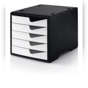 Schubladenbox aus Polystyrol in schwarz/weiß. Image