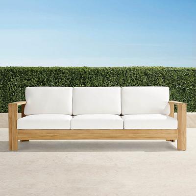 Boretto Sofa in Natural Teak - Standard, Nimble White - Frontgate