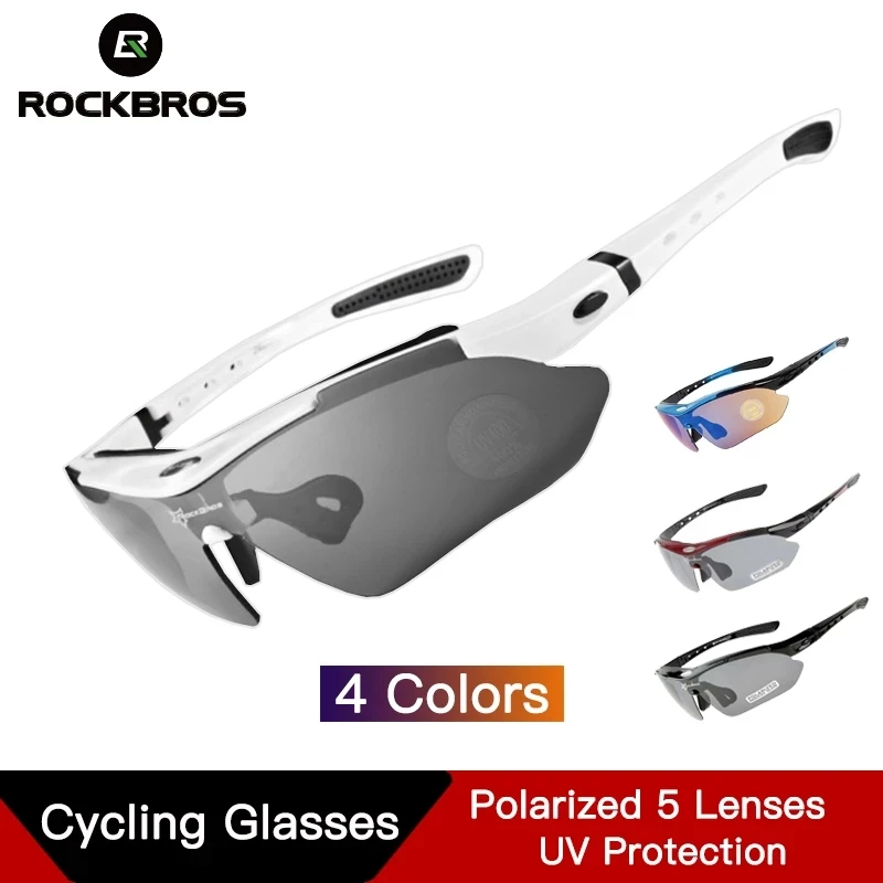 ROCKBROS lunettes de vélo lunettes de cyclisme polarisées 5 lentilles UV400 preuve lunettes de Sport Sport de plein air vélo lunettes de soleil cadre