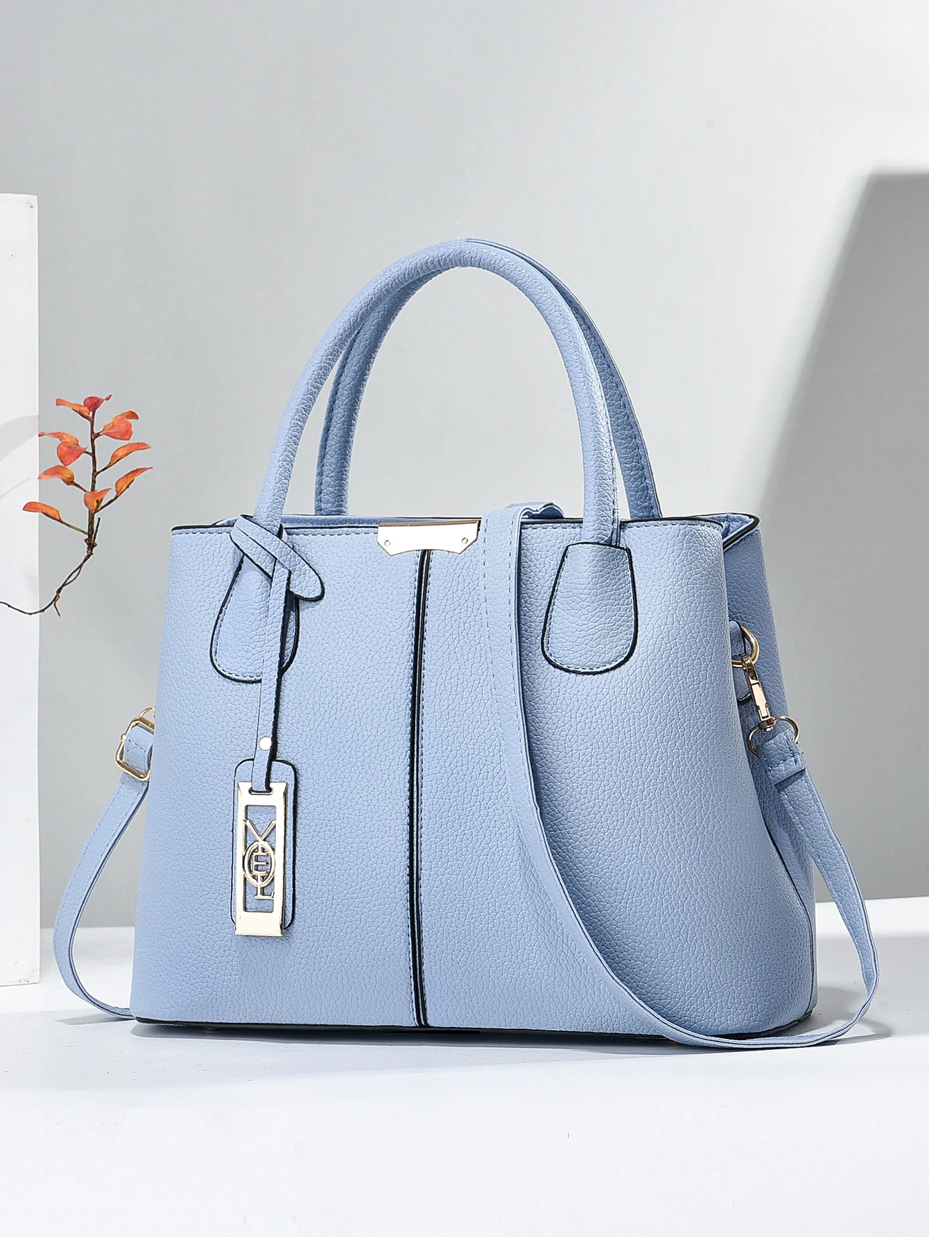 Sac fourre-tout en simili cuir à la mode, sac à main à bandoulière texturé élégant de grande capacité pour dames