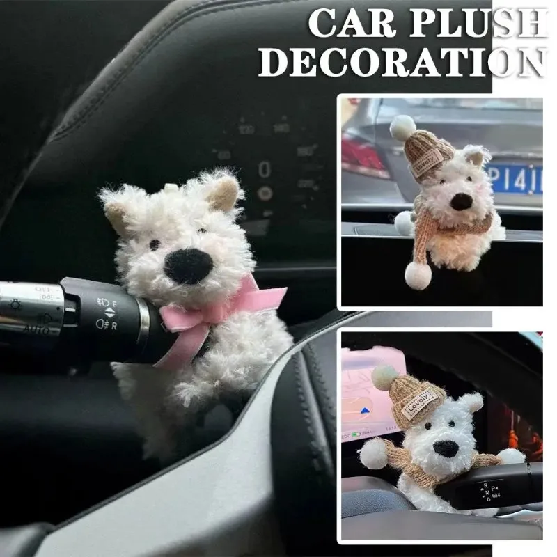 Voiture chiot en peluche poupée embrayage décor essuie-glace de voiture clignotant interrupteur décoration Kawaii chien voiture essuie-glace poupée voiture intérieur accessoires