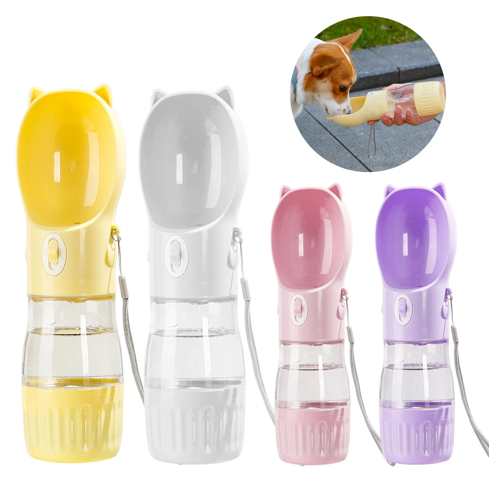 Bouteille d'eau Portable pour chien, avec tasse de nourriture, pour petits et grands chiens, chats, marche en plein air, distribution d'aliments, bouledogue français, fournitures