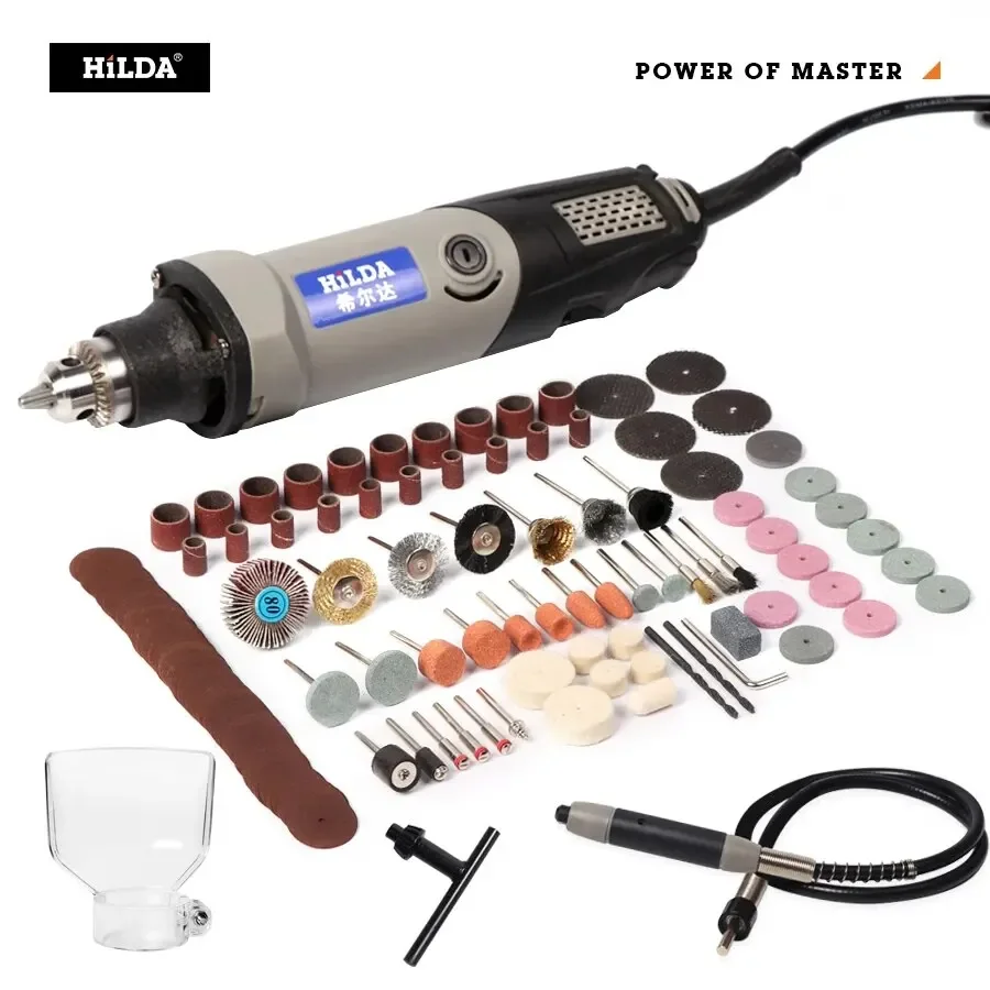 HILDA perceuse électrique, outil à distance outils électriques vitesse variable 400W mini perceuse 6 positions outils à distance mini rectifieuse