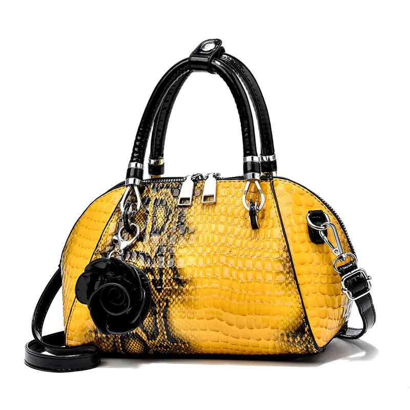 Style européen/américain mode sac à main motif Crocodile jaune femmes sac fourre-tout dames petite coquille messager sacs à bandoulière sac