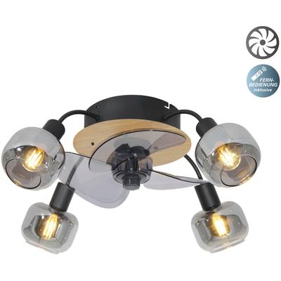 NÄVE Deckenleuchte "Fumoso Deckenventilator", schwarz, Ø 56cm H: 20,00cm, Lampen, Deckenlampe, Ventilator, Fernbedienung