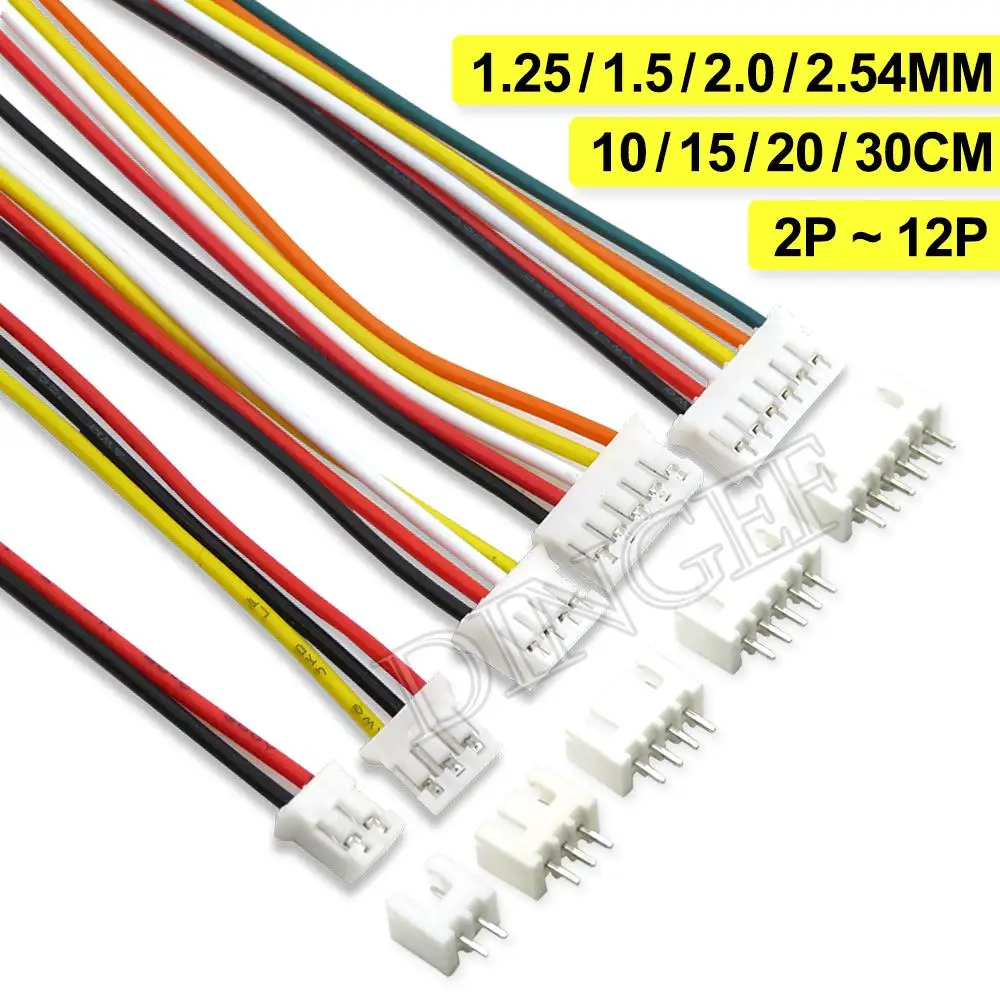 5Sets JST XH2.54 XH ZH PH 1,25mm 1,5mm 2,0mm 2,54mm Draht kabel Stecker 2 3 4 5 6 7 8 9 10 12 PIN männlichen und weiblichen stecker Buchse Image