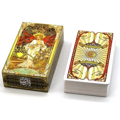 Goldene Jugendstil-Tarot karten Familien feier liefert Tarot deck mit Reiseführer englische Version Tarot-Orakel karten für Anfänger Image