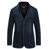 Men's Denim Jacket Blazer Sport Coat Casual Cocktail Attire Pocket Fall Winter Denim Contemporary Classic Timeless Regular Denim Light Blue Navy Blue Jacket