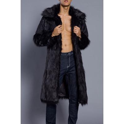 Men's Winter Coat Winter Jacket Fur Coat Daily Wear Vacation Soft Outdoor Pocket Winter Pure Color Warm Ups Comfort Lapel Black White Brown Light Grey Dark Coffee Jacket