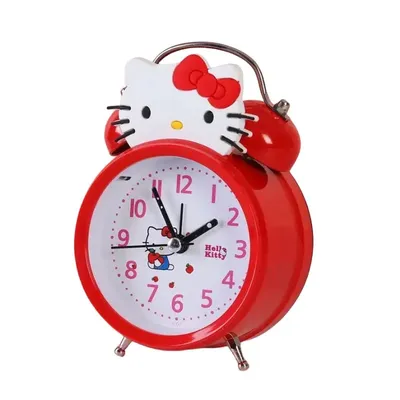 Hello Kitty anime peripheral cartoon silent ring alarm clock creative personality kawaii desktop clock ornaments girlfriend gift