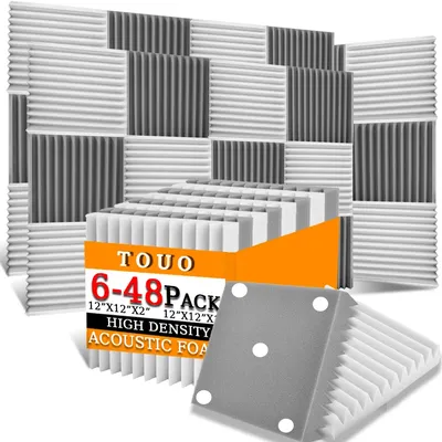 TOUO Foam Panels Acoustic 6-48 Pcs Studio Acoustic Foam Soundproofing Fireproof Wall Panels Home