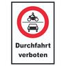 Durchfahrt verboten Krad und PKW Symbol Schild A4 (210x297mm)