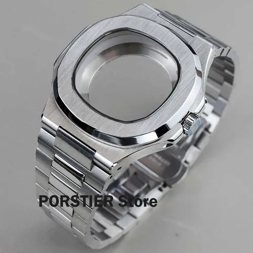 Boîtier de montre carré en verre saphir, 40mm, 316L, pour Nautilus Seiko modifié nh38 Nh35 Nh36, mouvement, cadran 29.8mm, étanche