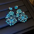 Boucles d'oreilles fleur biscuits bleu pour femme boucles d'oreilles goutte exagérées rétro