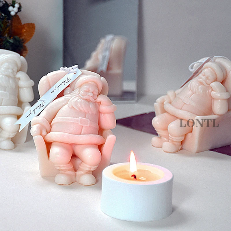 Moule à bougie en silicone Père Noël endormi, décoration de Noël bricolage, résine de gypse, artisanat 3D, outils de bricolage, cadeau pour la maison, nouveau