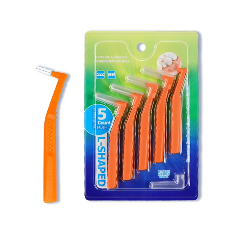 5 Stück l-förmige Inter dental bürste Zahnstocher kiefer ortho pä dische Reinigung zwischen den Zähnen weiche Bürste zwischen Zahnstochern Image