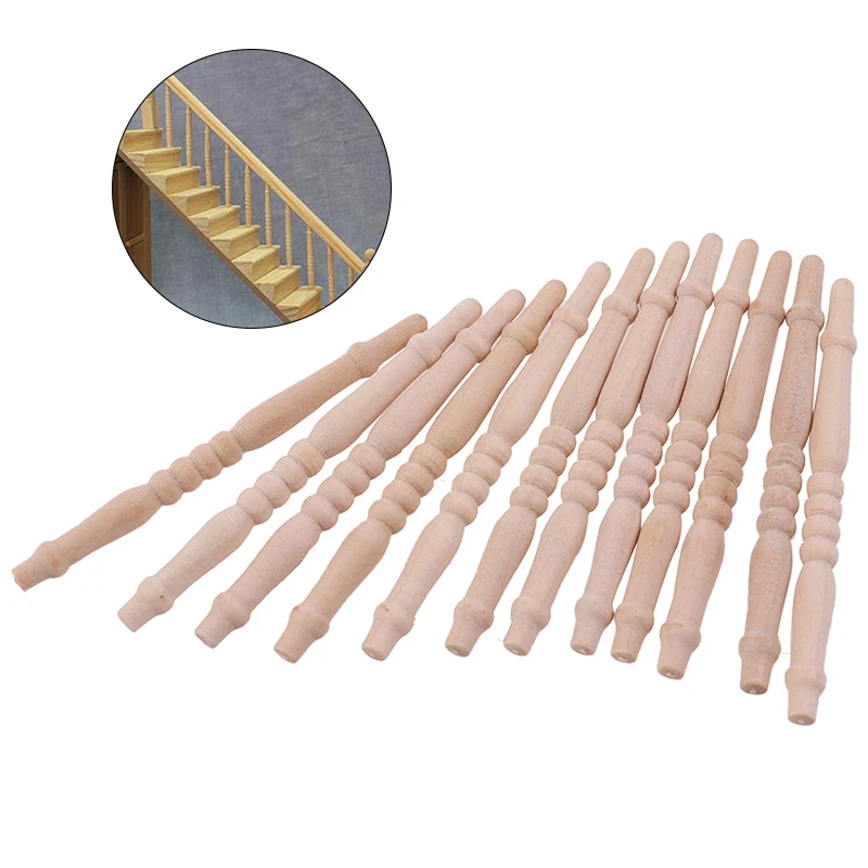 Neue DIY Spindeln Baluster Holz Puppenhaus Miniatur Treppen geländer Modell Möbel Spielzeug