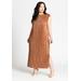 Plus Size Women's Plisse Short Sleeve Midi Dress by ELOQUII in Russet (Size 18)