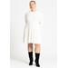 Plus Size Women's Mini Rib Fit & Flare Dress by ELOQUII in Cream (Size 14/16)